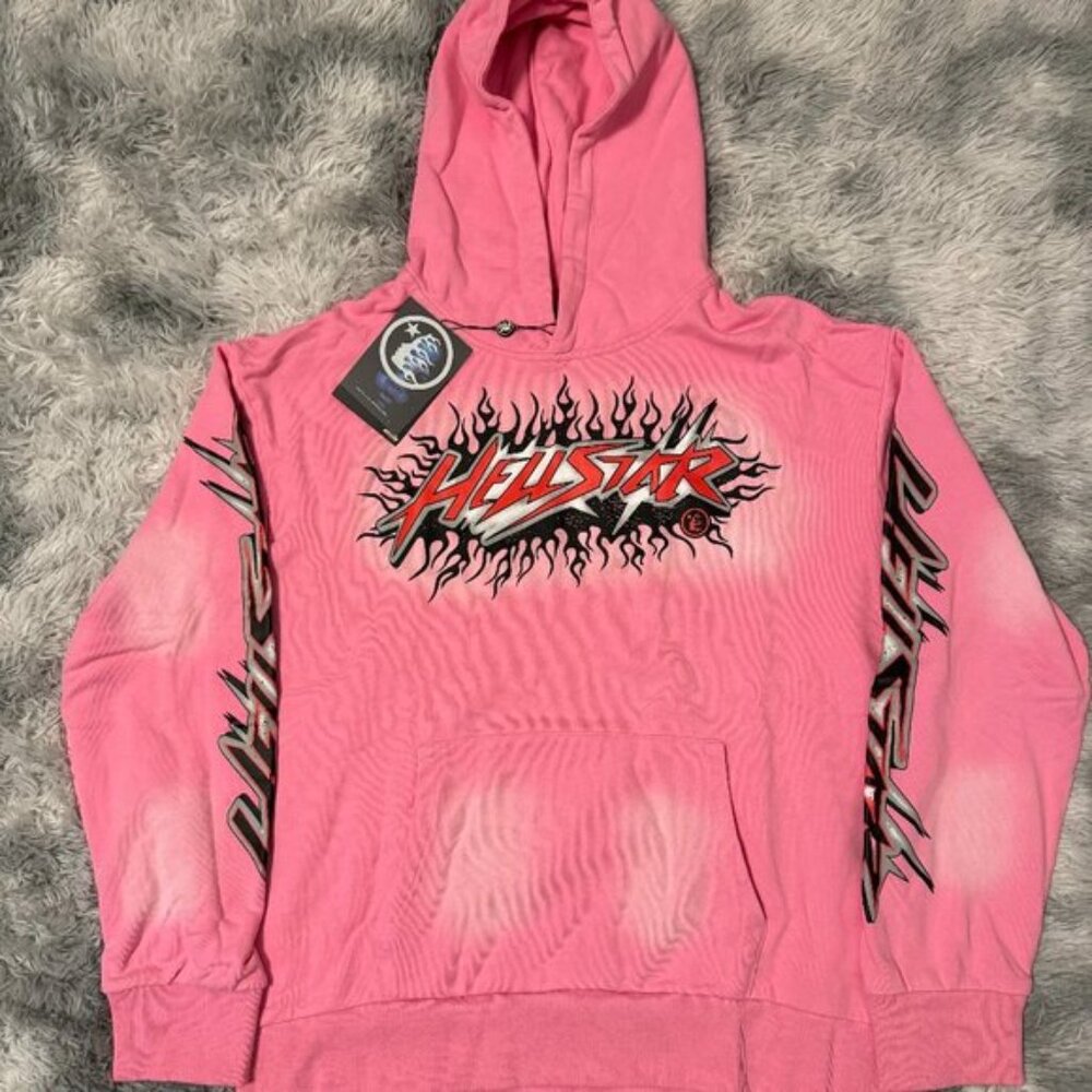 Hellstar Pink Brainwashed Without Brain Hoodie Me… - image 1